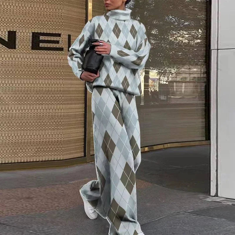 Ula - Hoge kwaliteit Vrouwen Hoge Kraag Lange Mouwen Top & Broek Suit