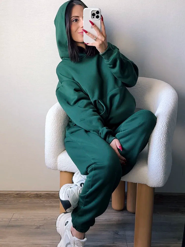 Perenna - Knusse Winter Fleece Sweat Suit Set voor Vrouwen