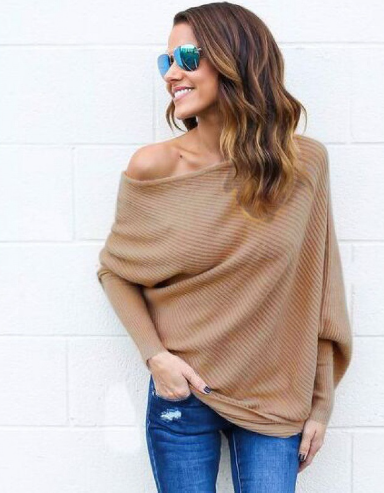 LEONIE - Chique off-the-shoulder gebreide trui