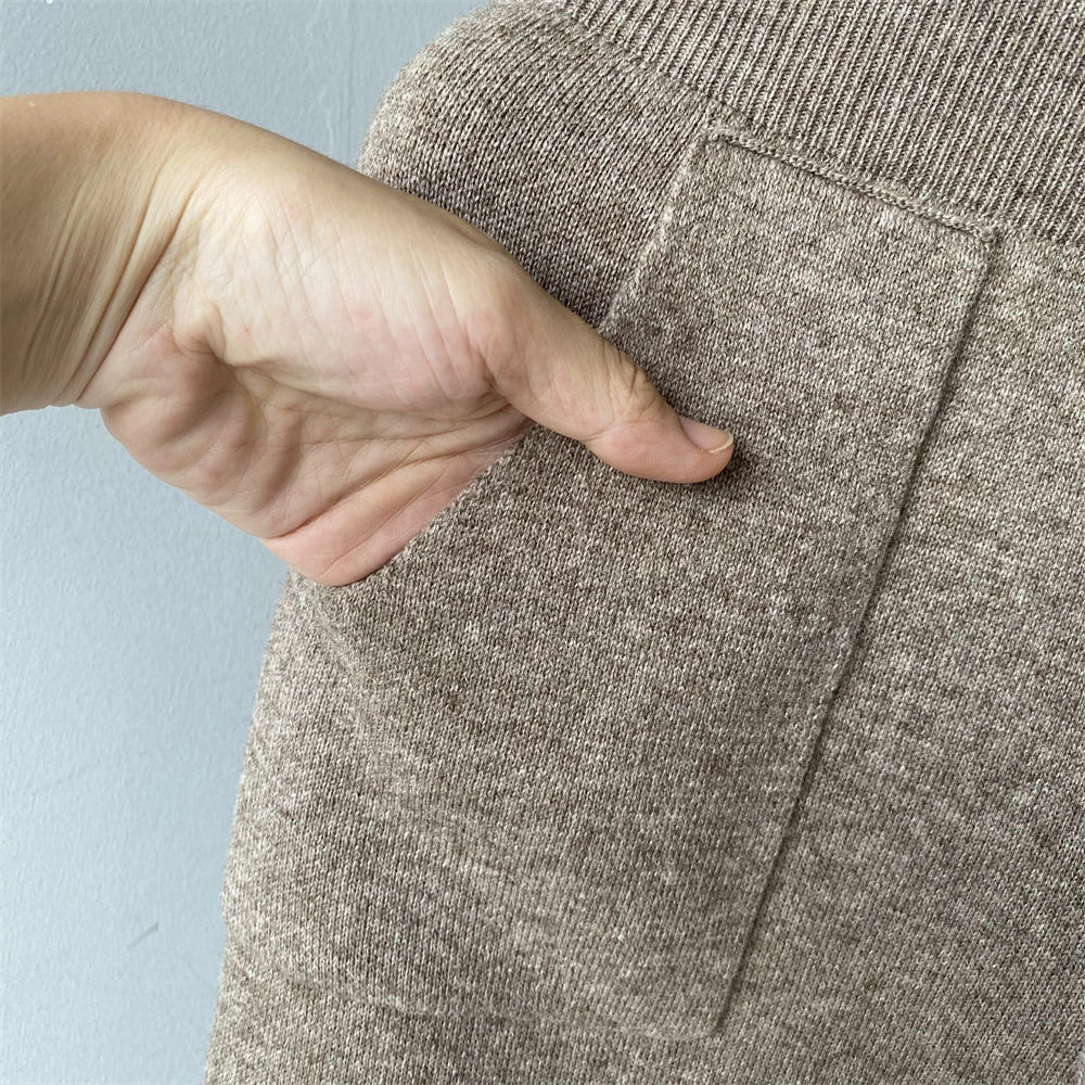 Clementine - Brooklyn gebreide trui en broek met kraag van echt vossenbont