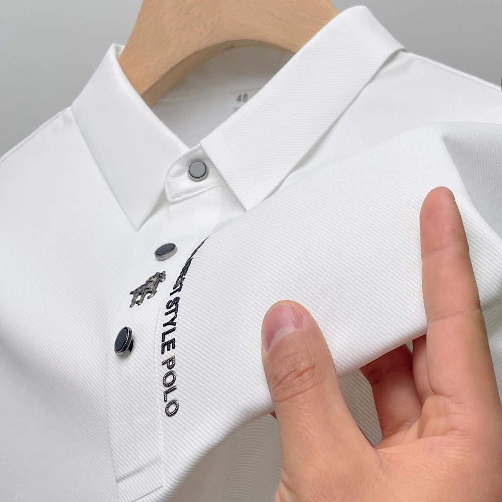 JACOB - Ademend zijden poloshirt voor heren