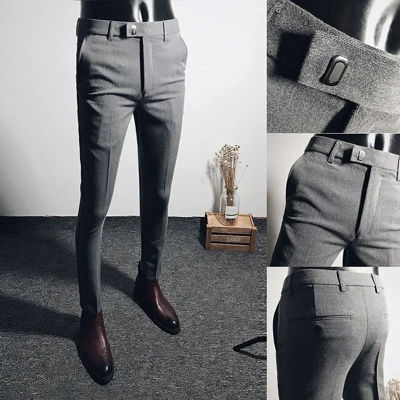 Charles - Trendy Slim Fit Cropped Broek in Koreaanse Stijl voor Mannen