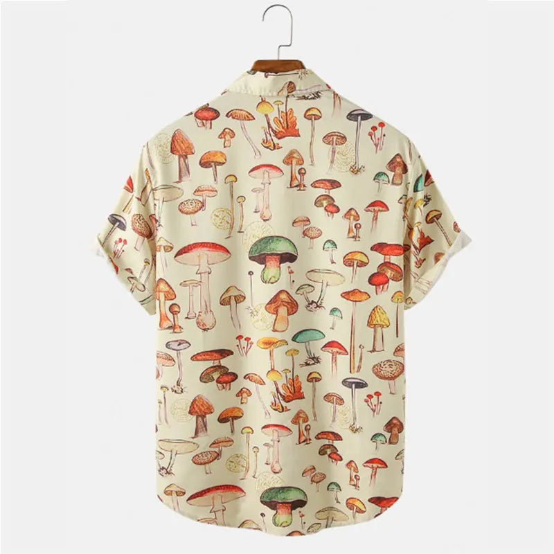 DIETER - Heren Overhemd met Paddestoelenprint