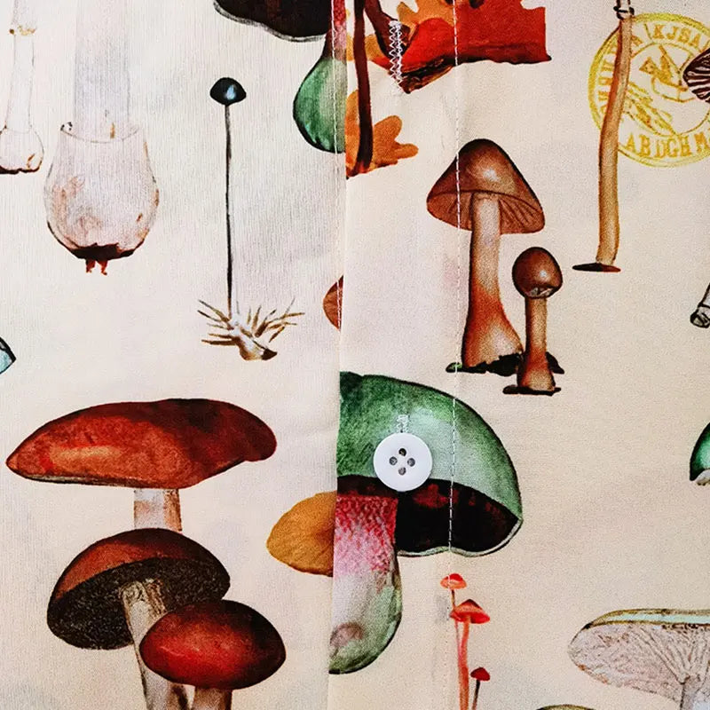 DIETER - Heren Overhemd met Paddestoelenprint