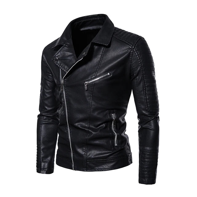 CAROLUS - Heren waterdichte Slim Fit Casual Motorfiets Leren Jack