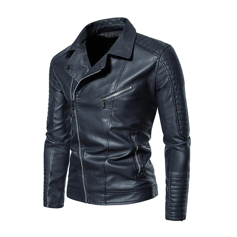 CAROLUS - Heren waterdichte Slim Fit Casual Motorfiets Leren Jack