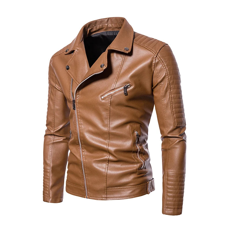 CAROLUS - Heren waterdichte Slim Fit Casual Motorfiets Leren Jack