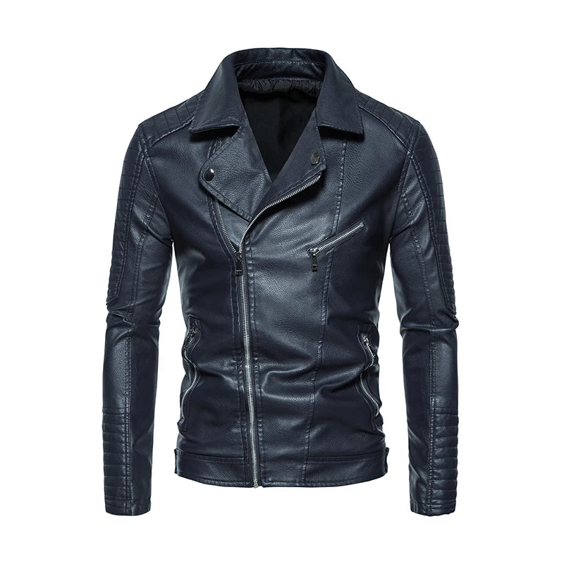 CAROLUS - Heren waterdichte Slim Fit Casual Motorfiets Leren Jack