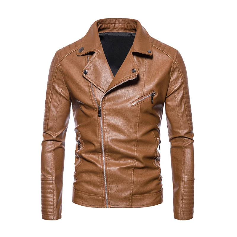 CAROLUS - Heren waterdichte Slim Fit Casual Motorfiets Leren Jack