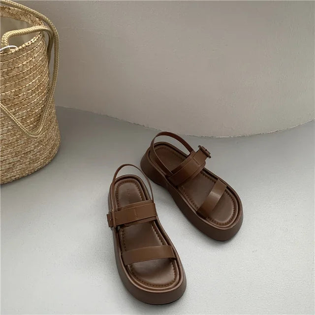LIEKE - Dames Plateau Sandalen met open teen en enkelbandje