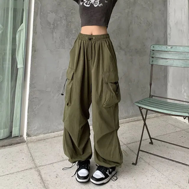 VICKY - Dames Casual Lage Taille Trekkoord Wijde Been Broeken