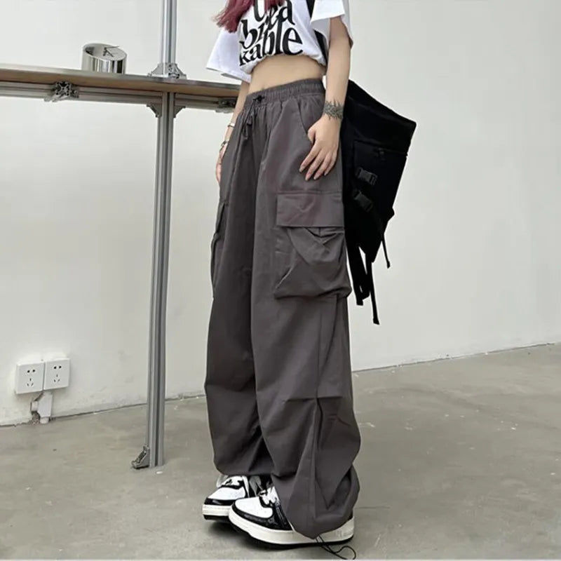 VICKY - Dames Casual Lage Taille Trekkoord Wijde Been Broeken