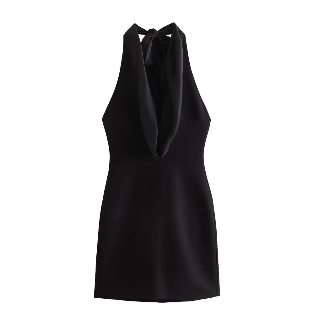 Christina - Dames Jurk met Splicing: Mouwloos, V-hals, A-lijn, Kort Jurkje