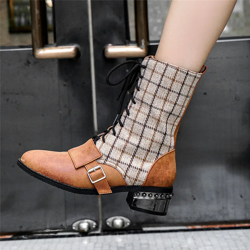 Saffron - WhiteTrendy Vrouwen Lace-Up Enkellaarsjes