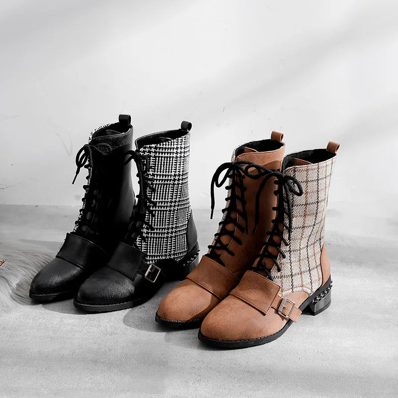 Saffron - WhiteTrendy Vrouwen Lace-Up Enkellaarsjes