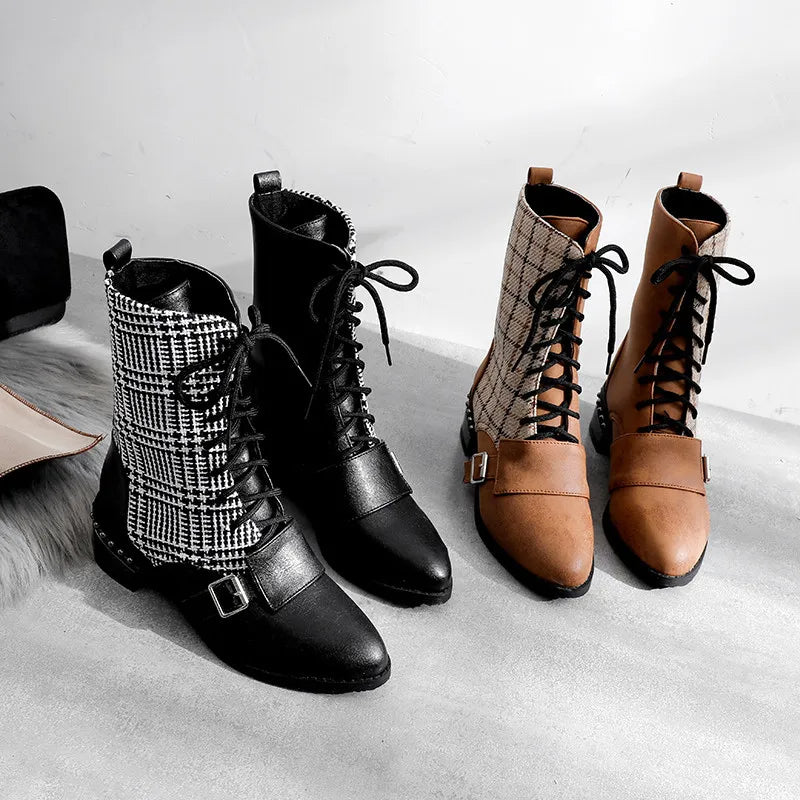 Saffron - WhiteTrendy Vrouwen Lace-Up Enkellaarsjes