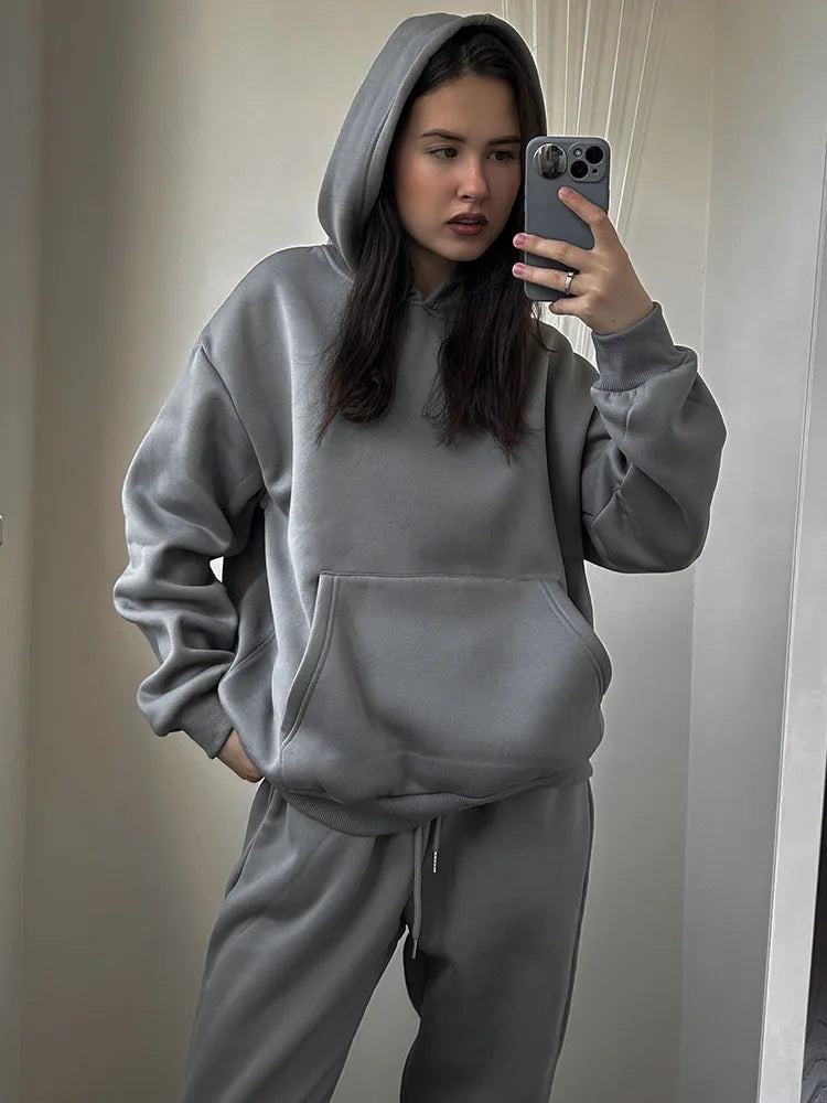 Perenna - Knusse Winter Fleece Sweat Suit Set voor Vrouwen