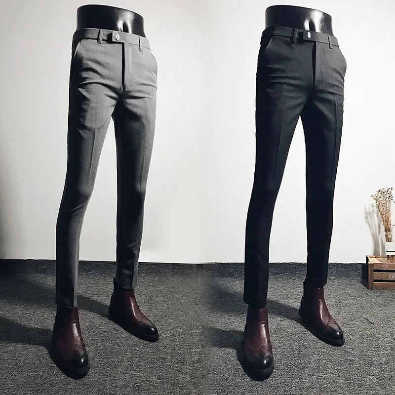 Charles - Trendy Slim Fit Cropped Broek in Koreaanse Stijl voor Mannen