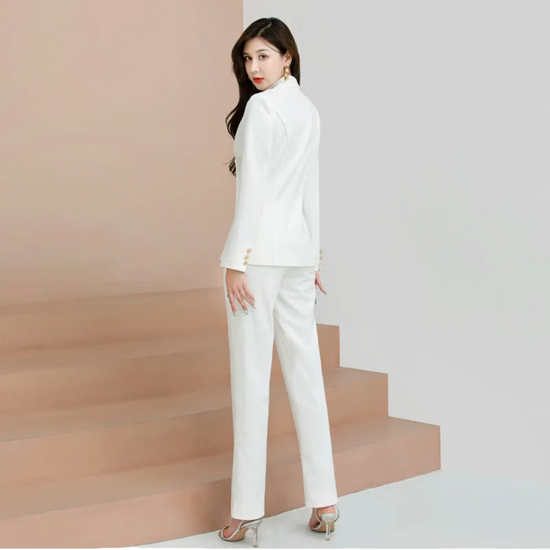 Aziza - Elegant wit damespak