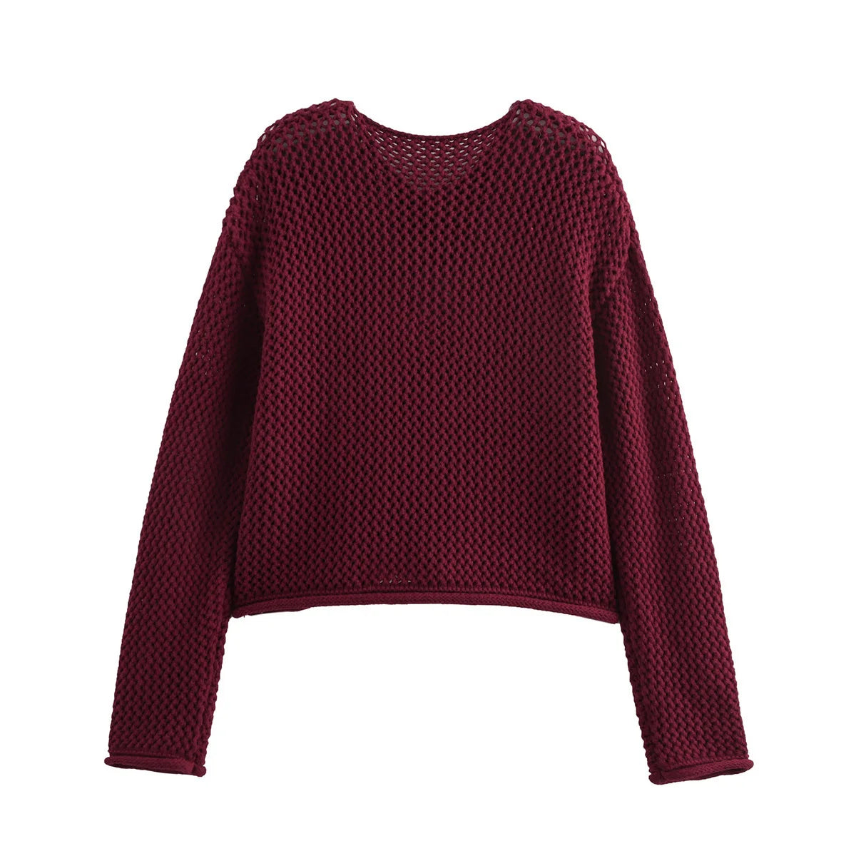 Nara - Oversized effen bordeaux trui voor dames