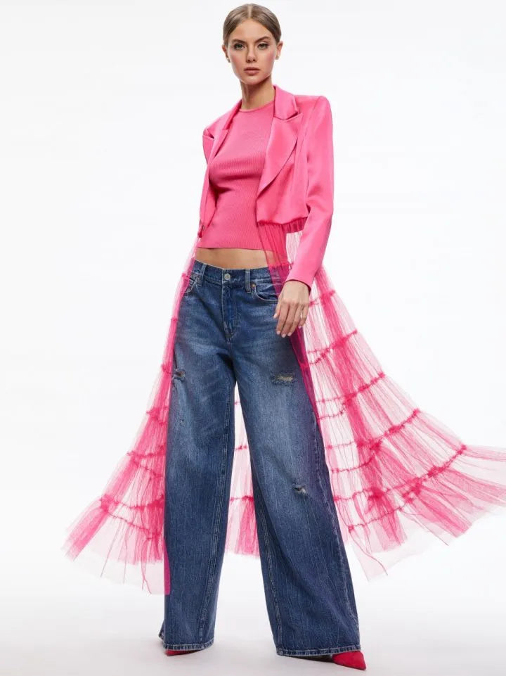PAULINE - Dames Candy Lange Tule Blazer