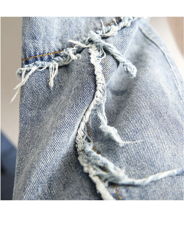 Romina - Hippe Hip-Hop Denim Stitching Sweater
