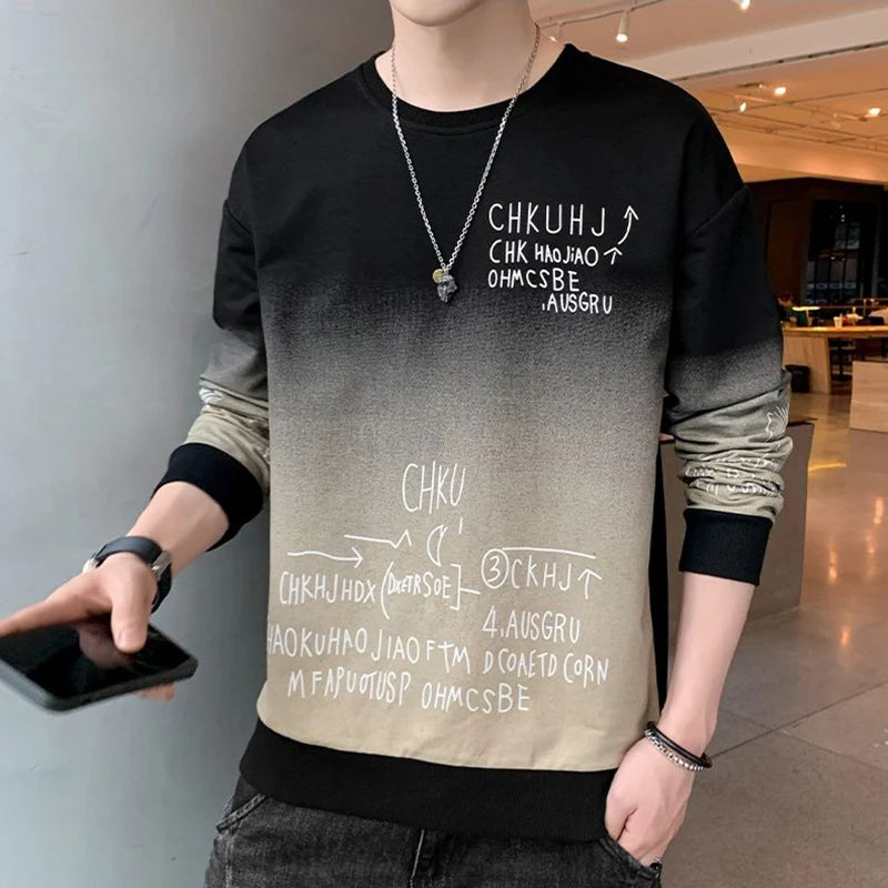 Abram - 2024 Fashion Sweatshirt met O-hals Gedrukt Letter Kleurverloop
