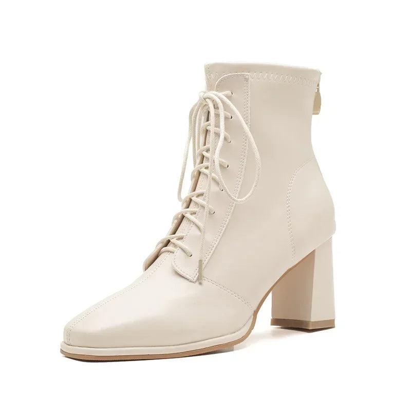 Tova - Stijlvolle Vrouwen Lace-Up Hoge Hak Laarzen