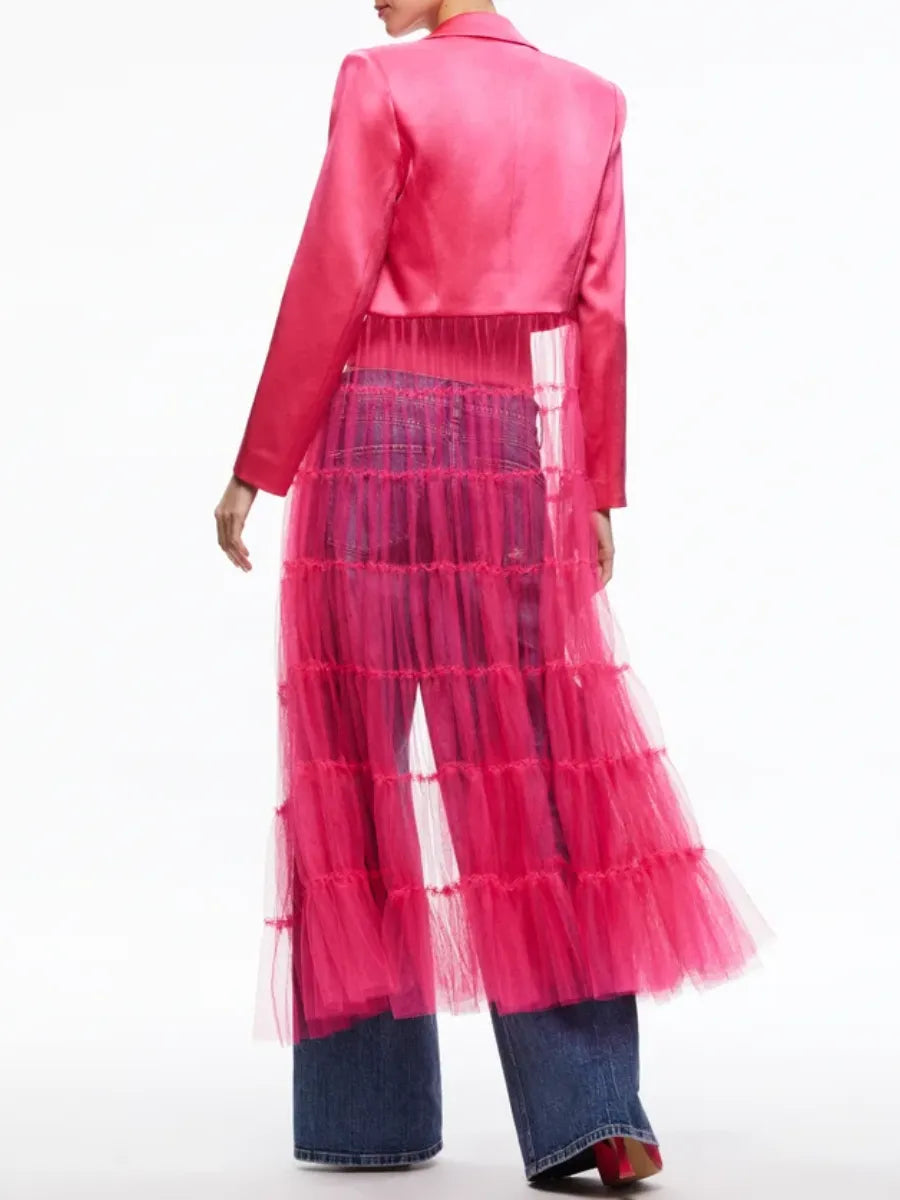PAULINE - Dames Candy Lange Tule Blazer