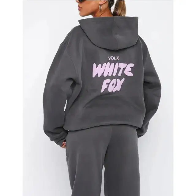 Mitsuye - Stijlvol Gedrukt Wollen Letter Tweedelig Sportief Outfit met Grof Geruite Broek