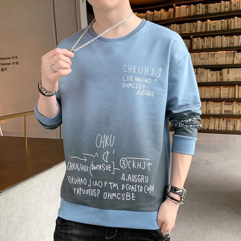 Abram - 2024 Fashion Sweatshirt met O-hals Gedrukt Letter Kleurverloop