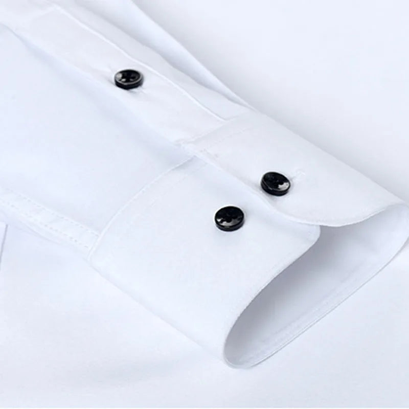 ARNOLD - Business-casual overhemd voor heren - polyester, effen kleur, enkele rij knopen