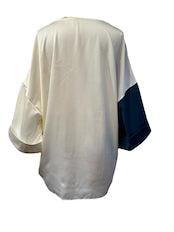 Frederika - Vrouwen Elegante Contrast Kleur Trekkoord Blouse