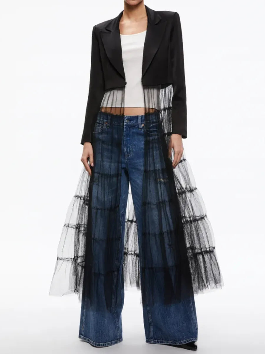 PAULINE - Dames Candy Lange Tule Blazer