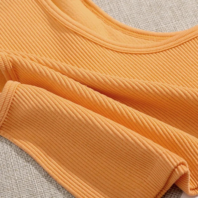 Jolien - Dames Naadloze Rib-gebreide Mouwloze Crop Top
