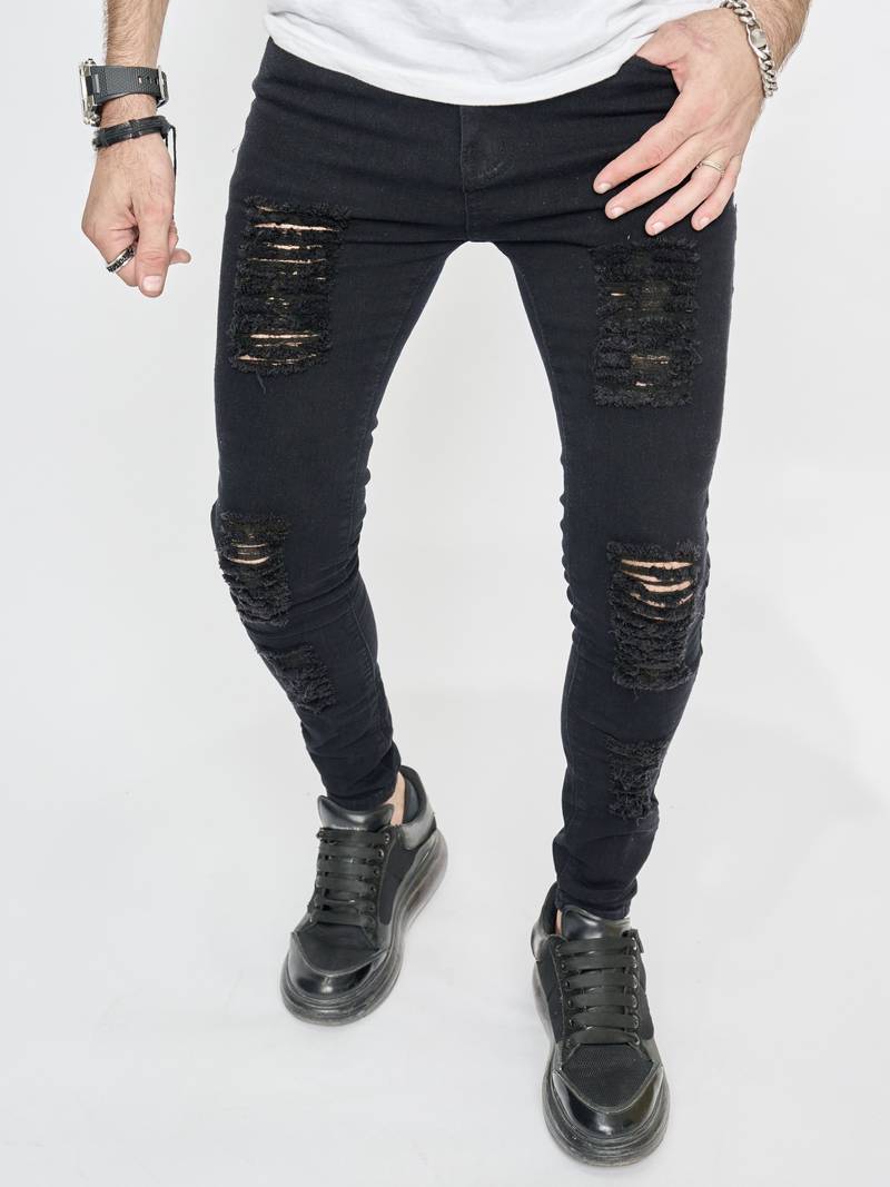 LENNART - Heren Skinny Jeans met Scheuren