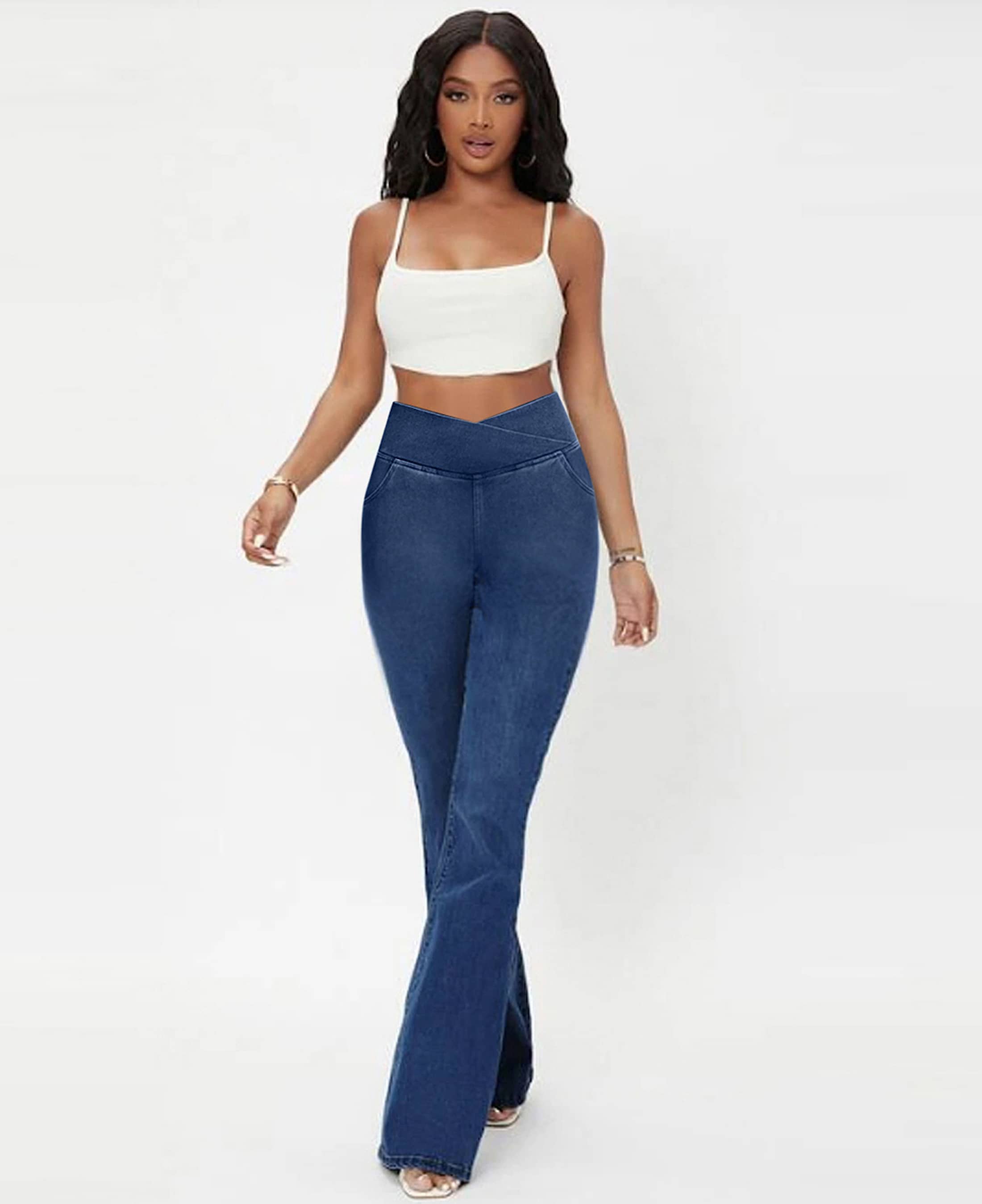 CAROLIEN - Dames Hoge Taille Stretchbare Flare Jeans
