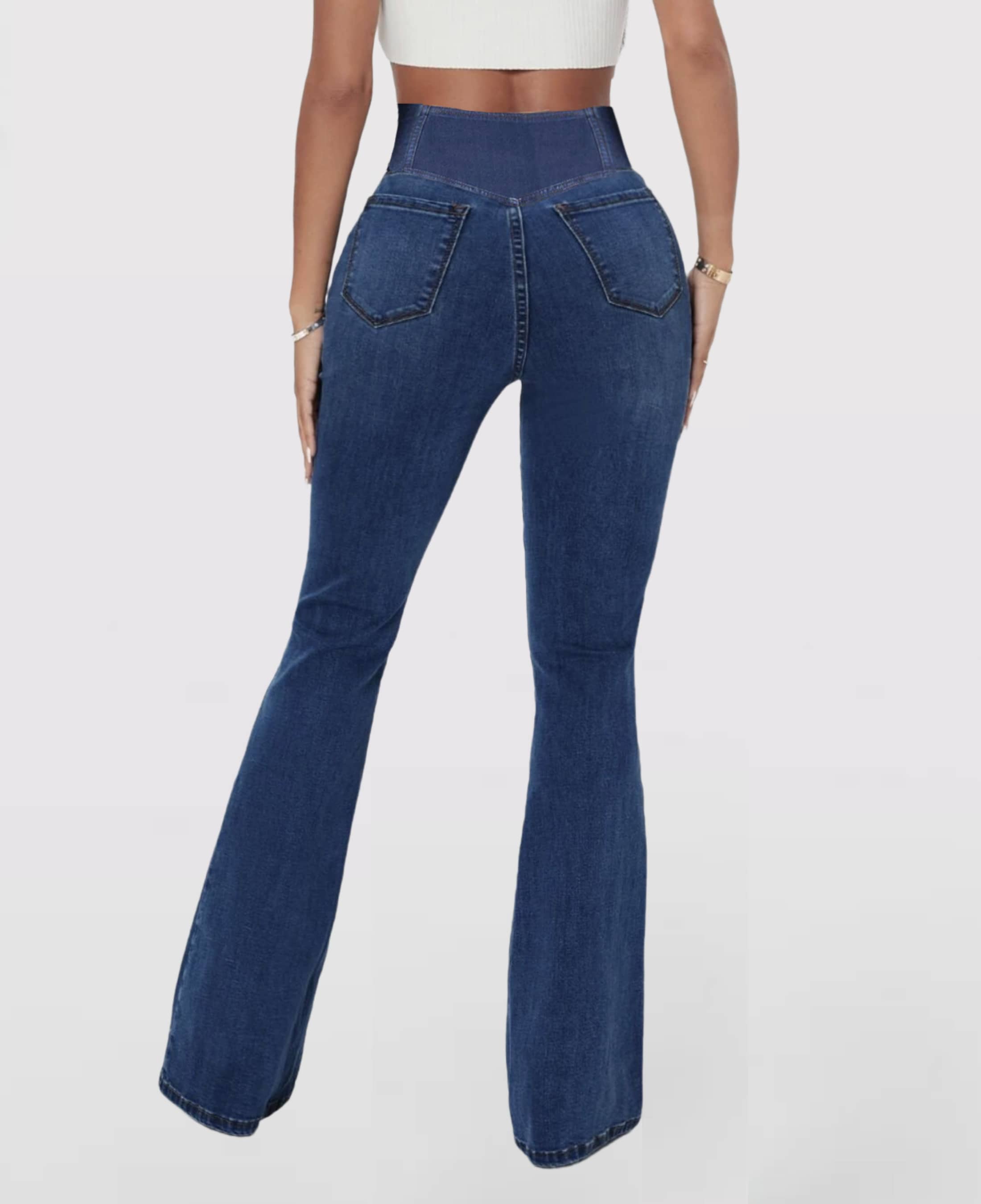 CAROLIEN - Dames Hoge Taille Stretchbare Flare Jeans