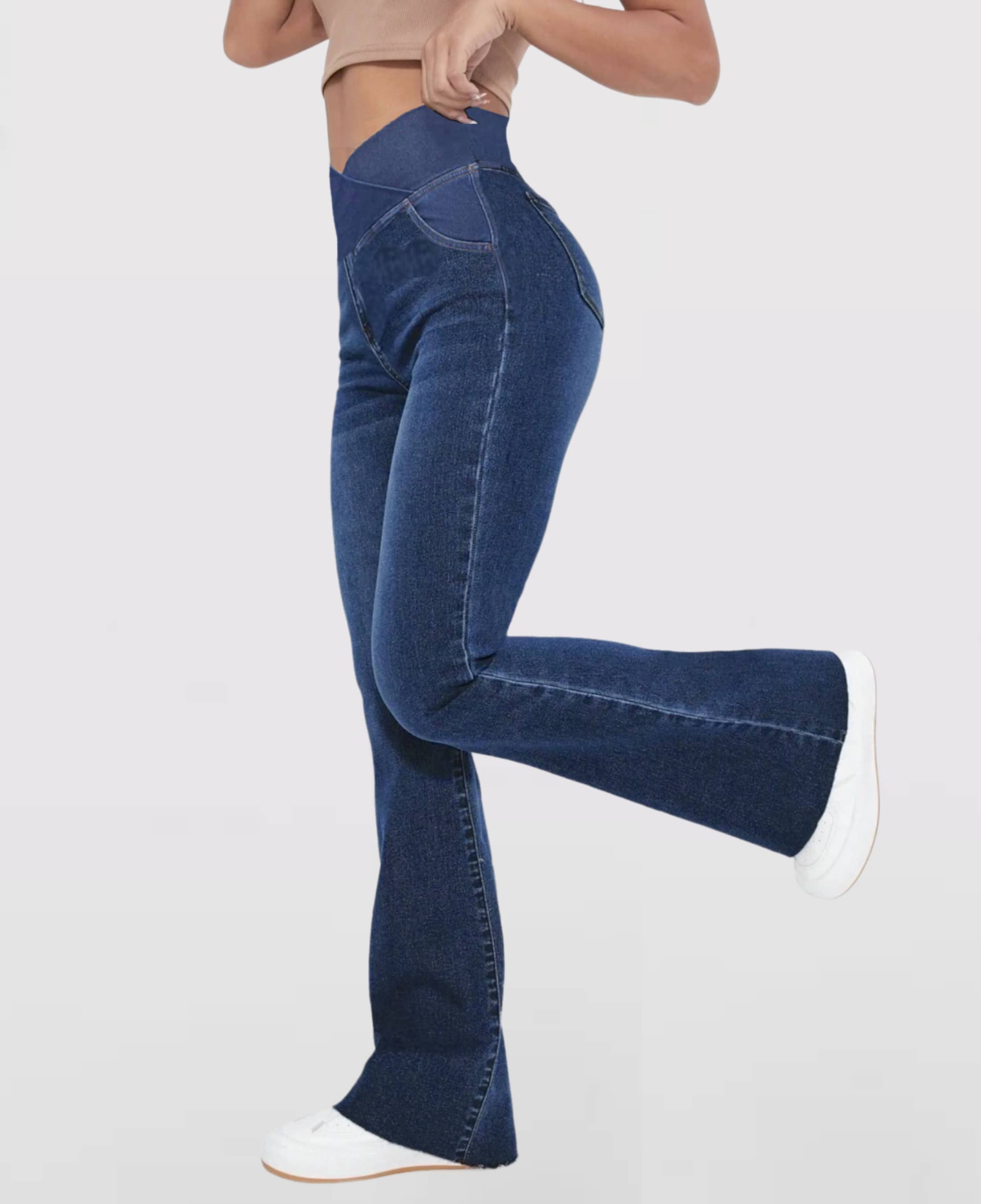 CAROLIEN - Dames Hoge Taille Stretchbare Flare Jeans