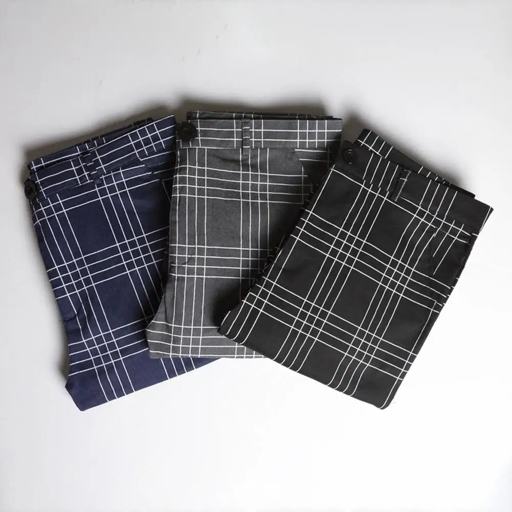 LOVRO - Casual Slim Fit Ruitjes Broek