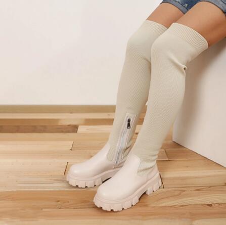 ANNA - Dames over-knee laars met plateau zool