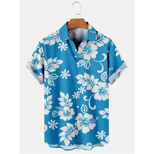 GABRIËL - Hawaiiaans overhemd met bloemenprint en korte mouwen voor heren