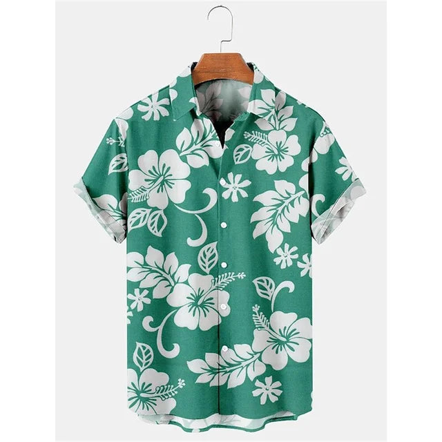GABRIËL - Hawaiiaans overhemd met bloemenprint en korte mouwen voor heren