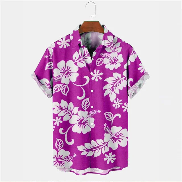 GABRIËL - Hawaiiaans overhemd met bloemenprint en korte mouwen voor heren