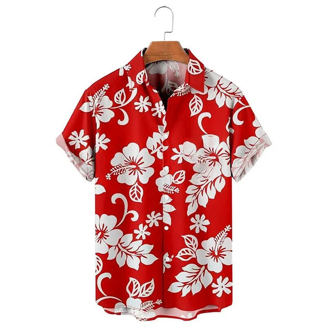 GABRIËL - Hawaiiaans overhemd met bloemenprint en korte mouwen voor heren