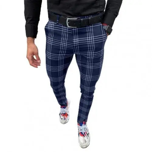 LOVRO - Casual Slim Fit Ruitjes Broek