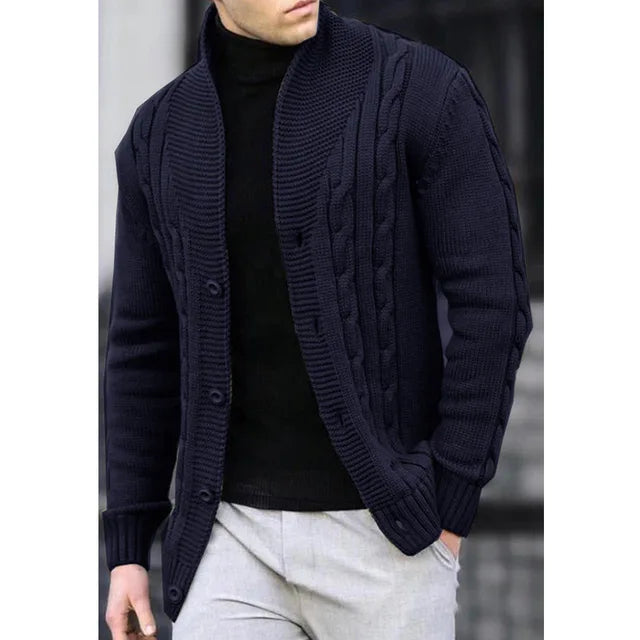 ARON - Heren Gebreide Vestmantel