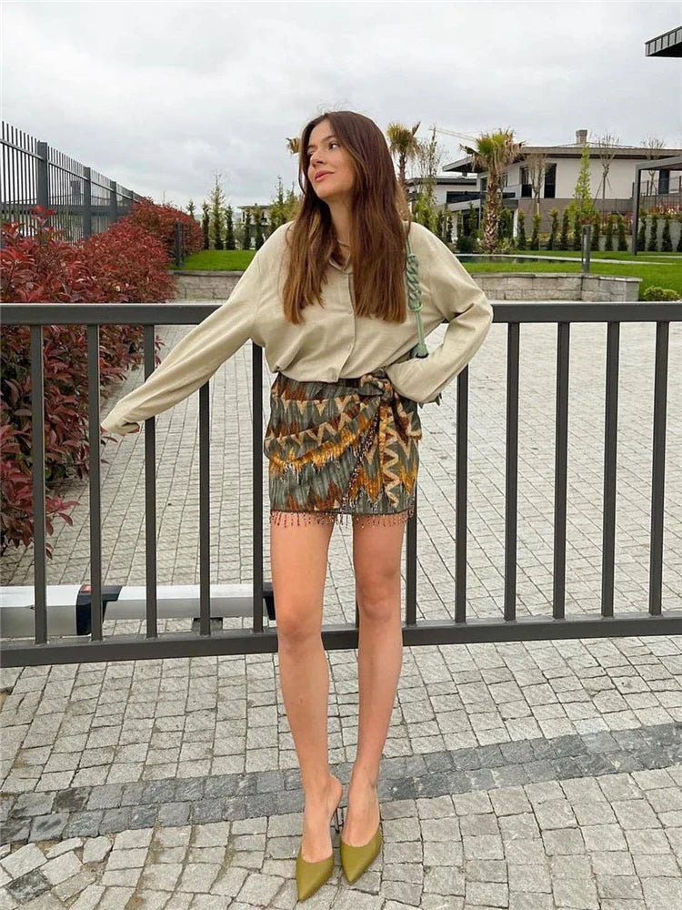 VIORICA - Vintage Print Mini-Rok