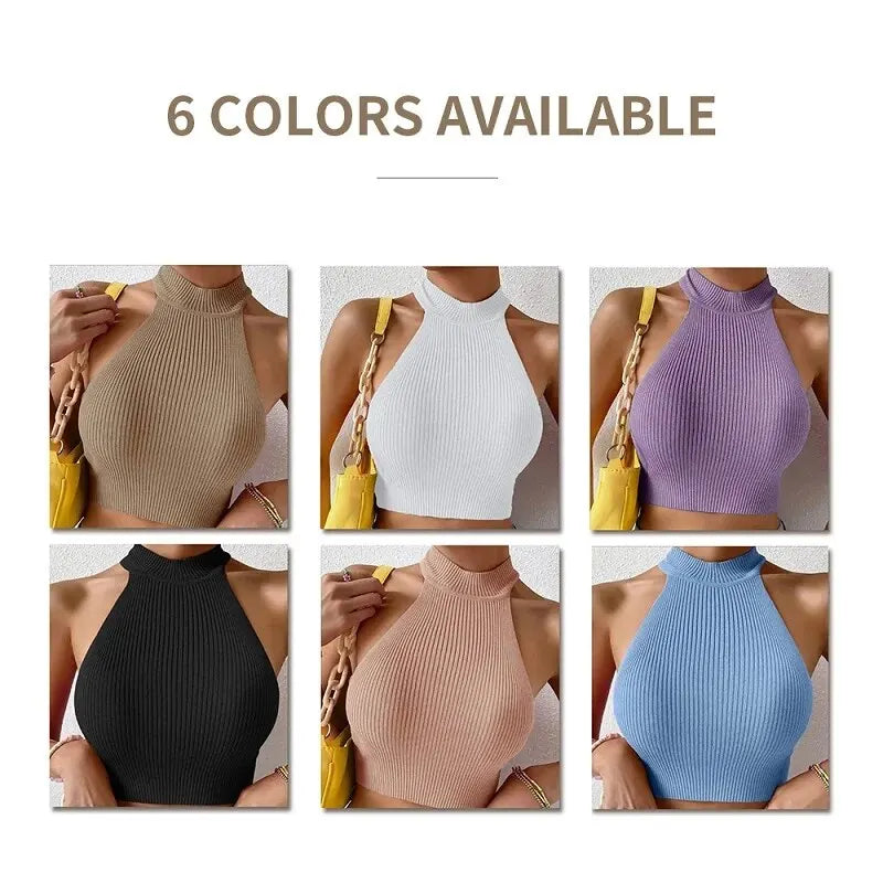 Lieke - Dames Mouwloos Tanktop met Slim Fit en Hoge Hals, Geribbeld Ontwerp
