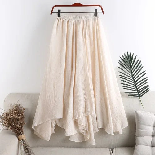 KARLA - Elegante halflange linnen rok